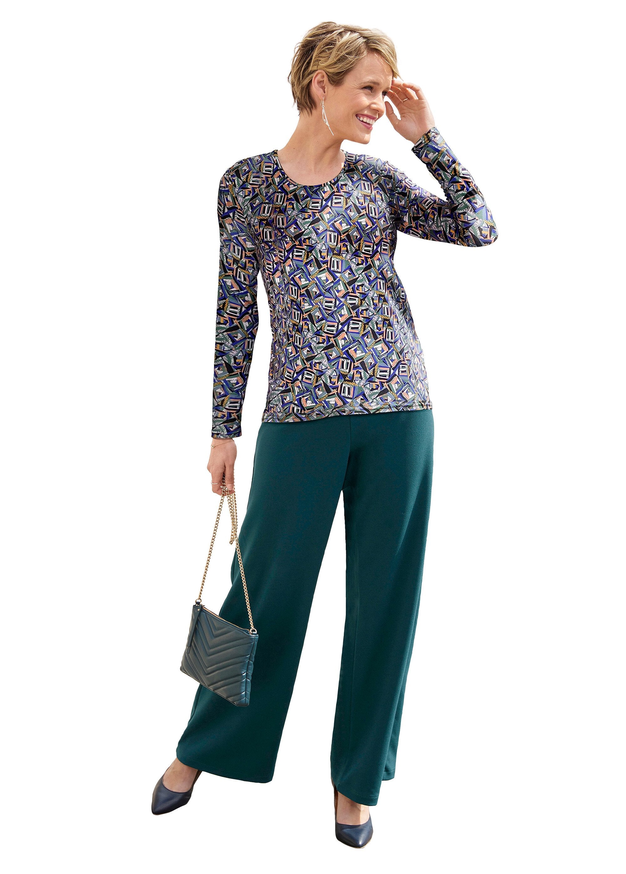 Camiseta_larga_estampada_de_punto_suave_Negro_y_verde_SF1_slim