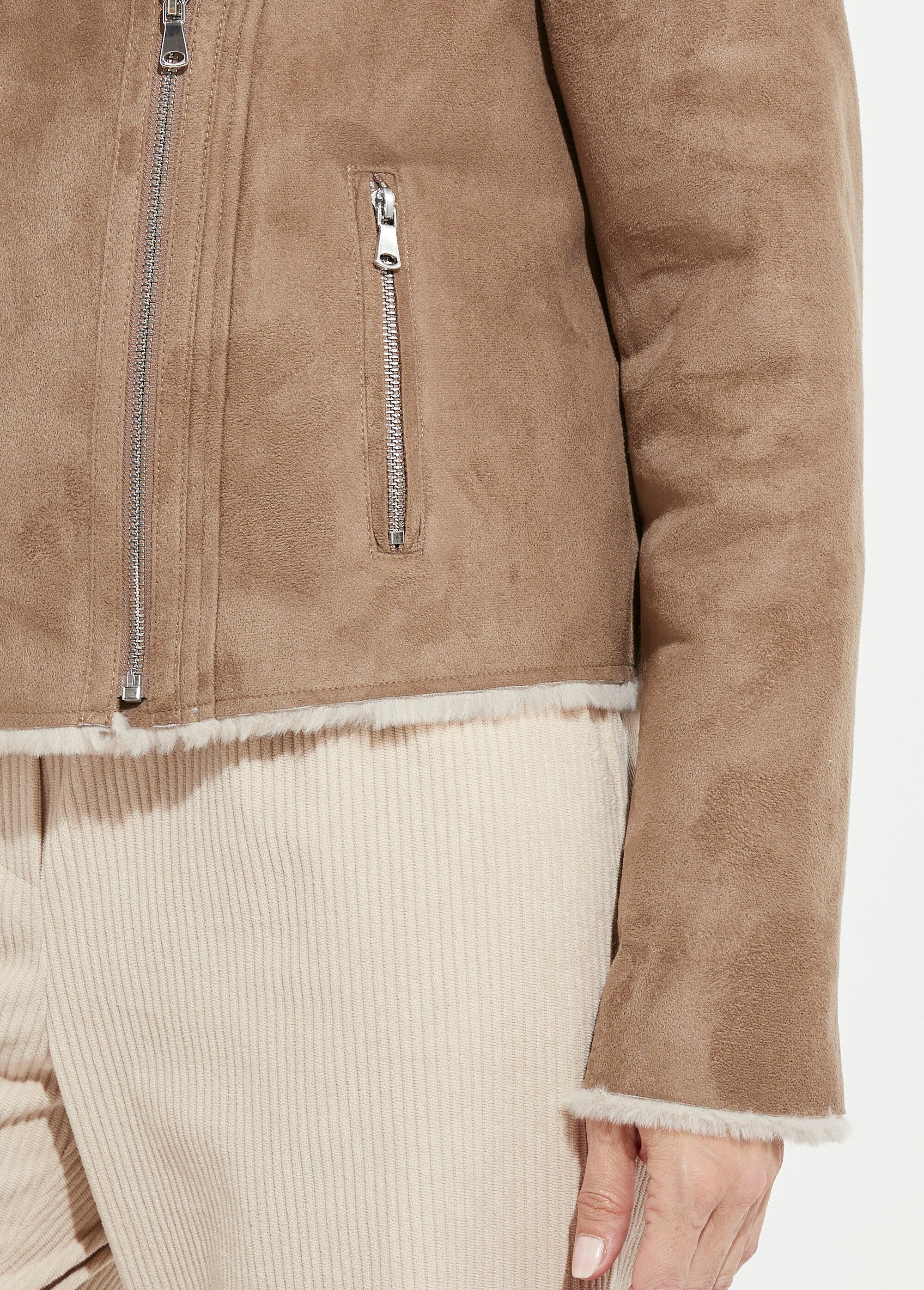 Blouson_zippé_façon_peau_lainée_Taupe_DE2_slim