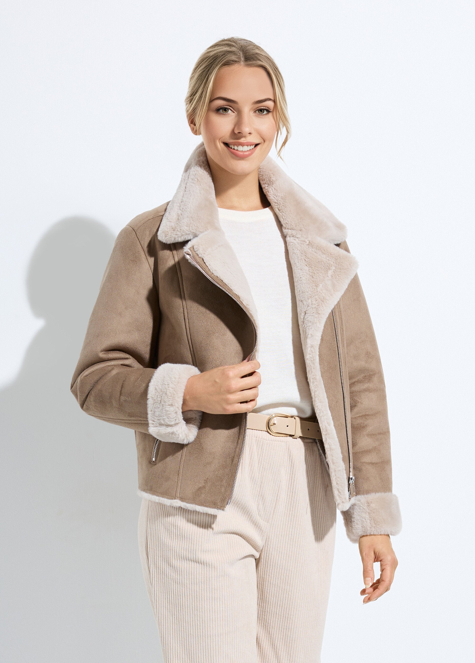 Blouson_zippé_façon_peau_lainée_Taupe_FA1_slim