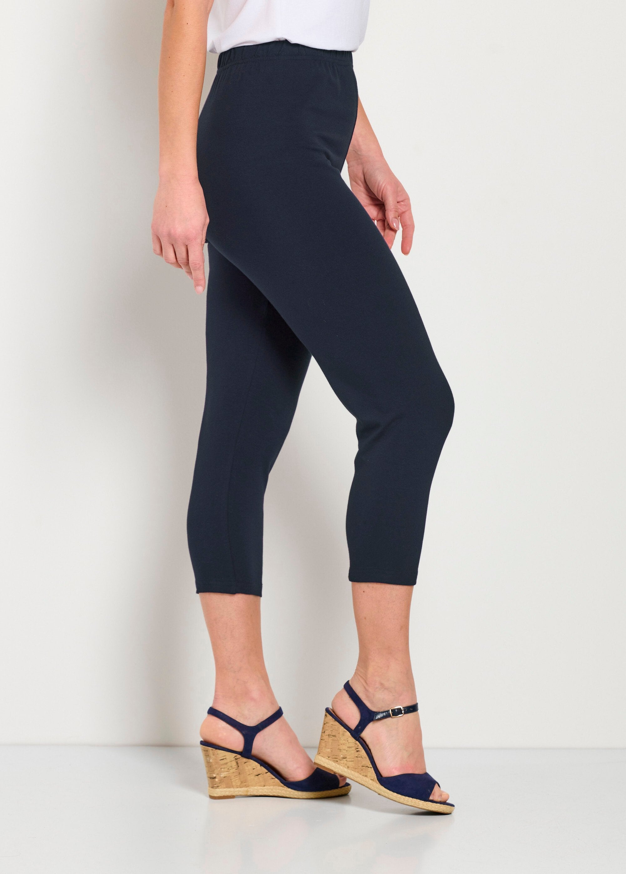 Leggings_cortos_con_cinturilla_elástica_en_algodón_Azul_marino_liso_DR1_slim