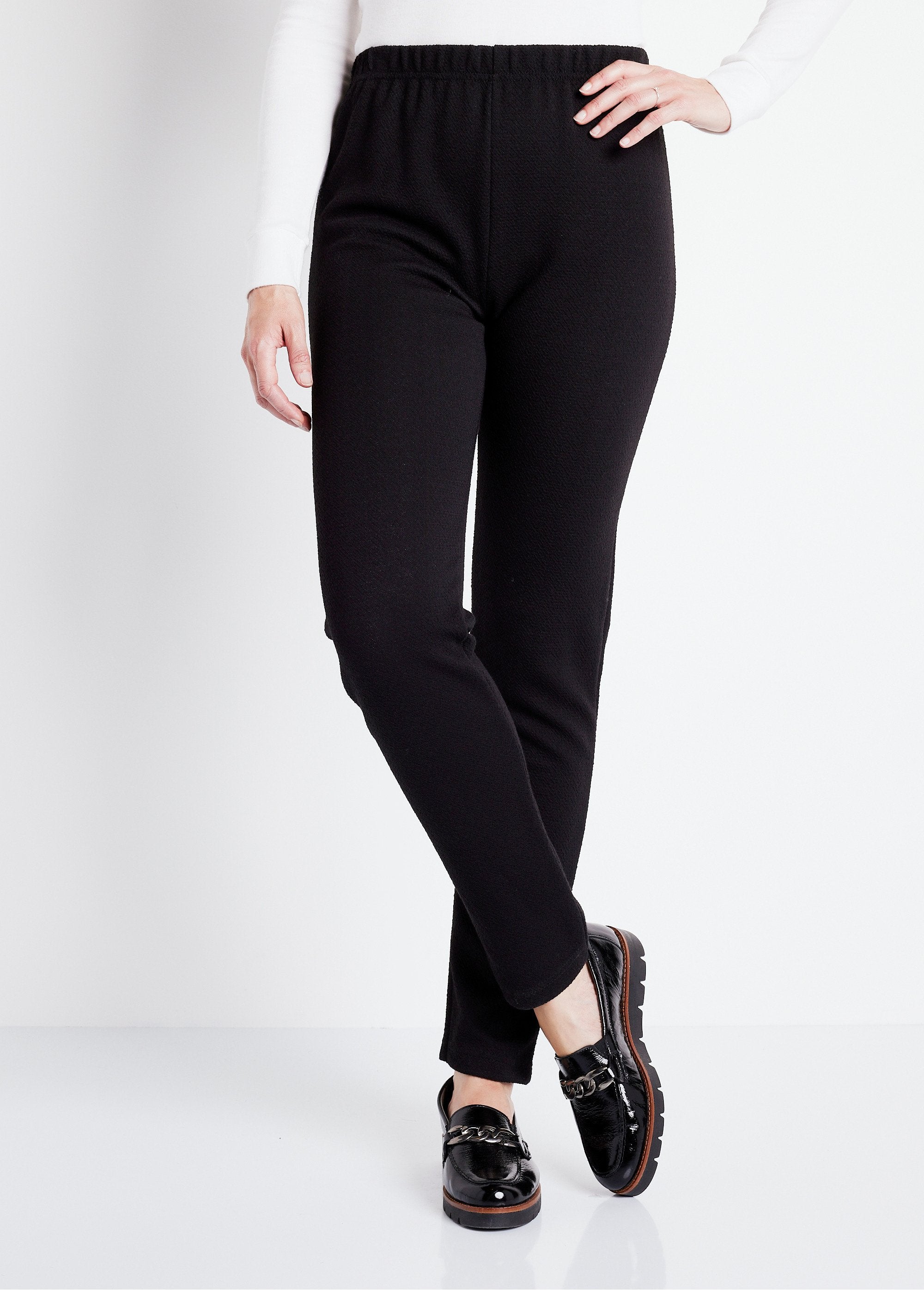 Leggings_de_punto_elástico_con_cintura_elástica_Negro_liso_FA1_slim