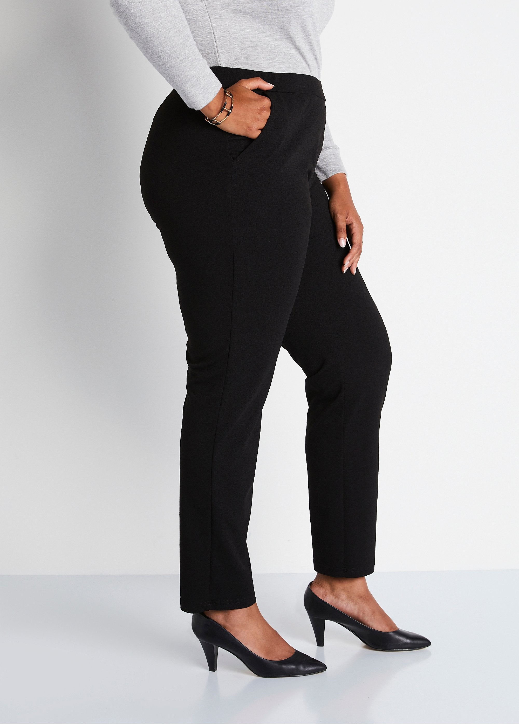 Pantalón_recto_con_cintura_elástica_y_punto_crepé_Negro_DR1_curvy