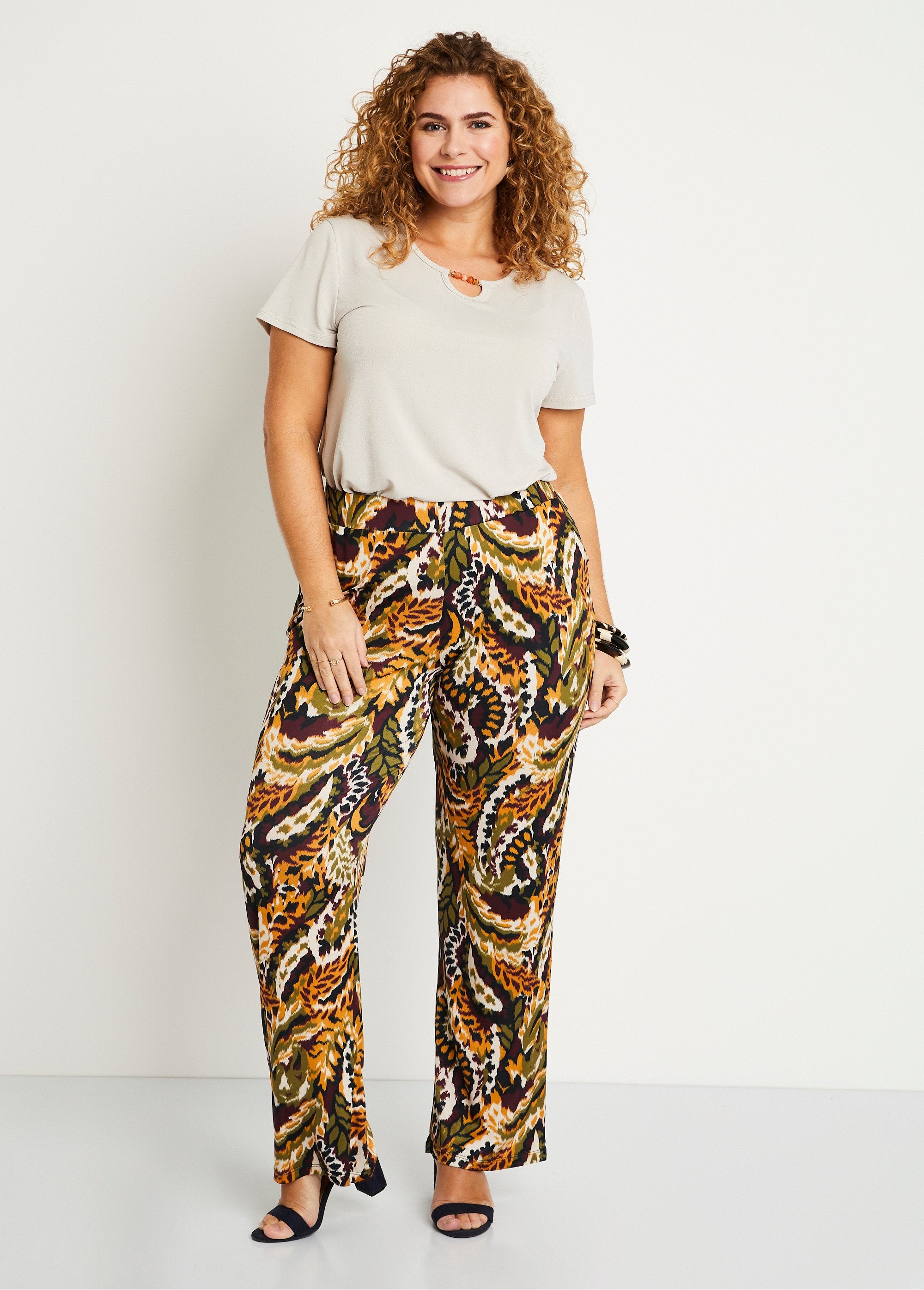 Pantalón_ancho_estampado_cintura_elástica_Ocre_y_verde_SF1_curvy