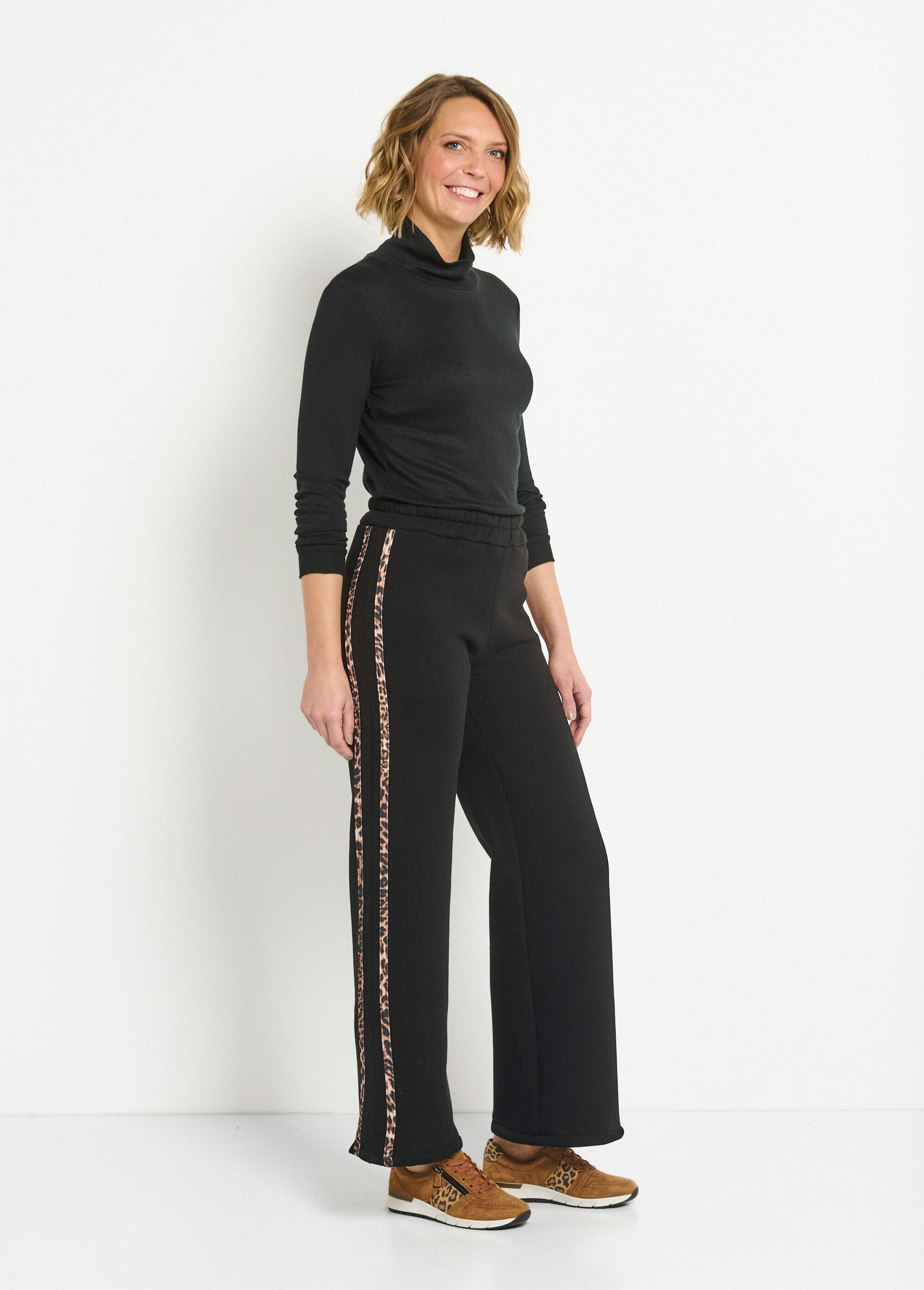 Pantalon_molletonné_confort_bandes_léopard_Noir_SF1_slim