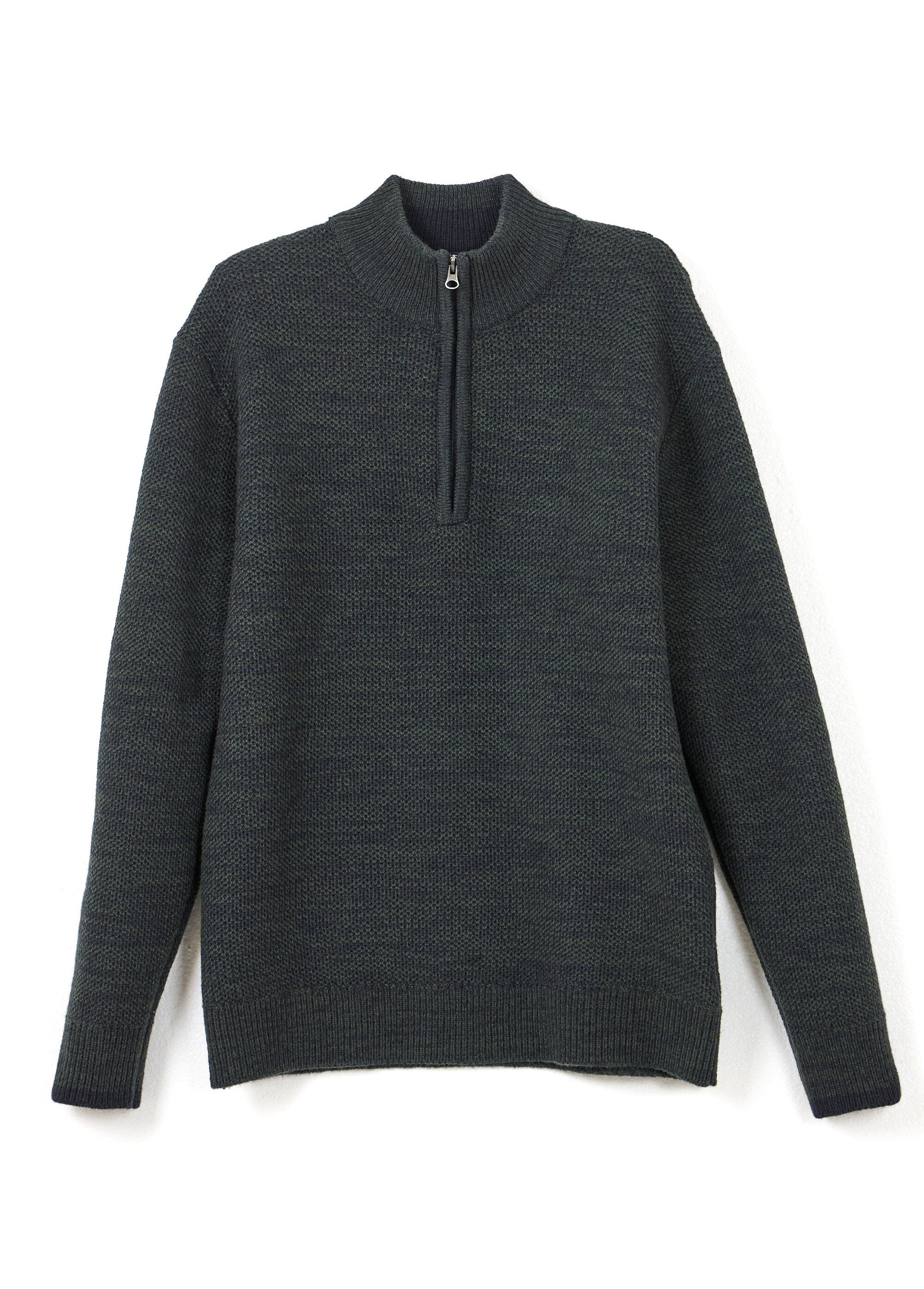 Pull_col_montant_zippé_maille_chinée_laine_Vert_AP1_slim