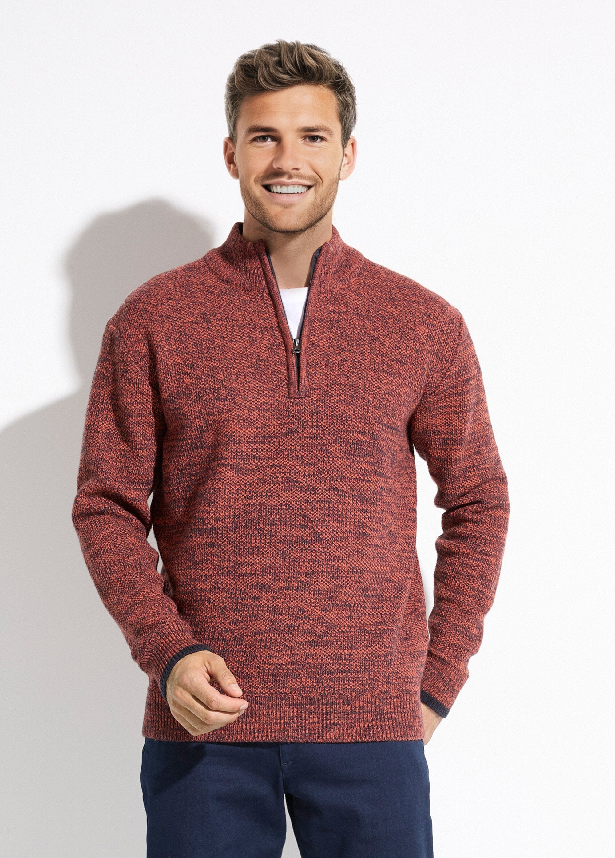 Suéter_de_cuello_alto_con_cremallera_en_punto_de_lana_jaspeada_Ladrillo_FA1_slim