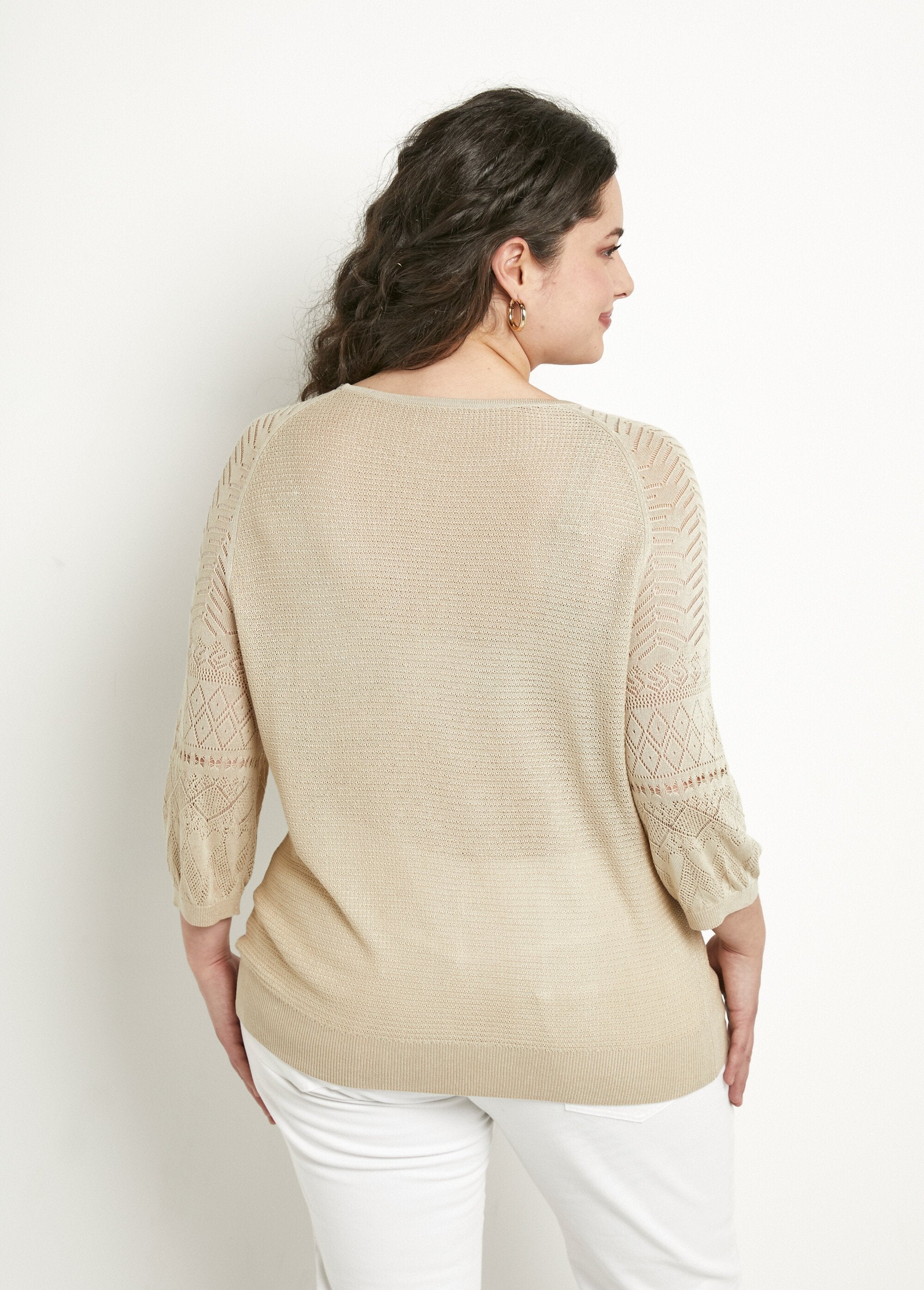 Jersey_ligero_con_manga_raglán_3/4_y_cuello_redondo_Beige_DO1_curvy