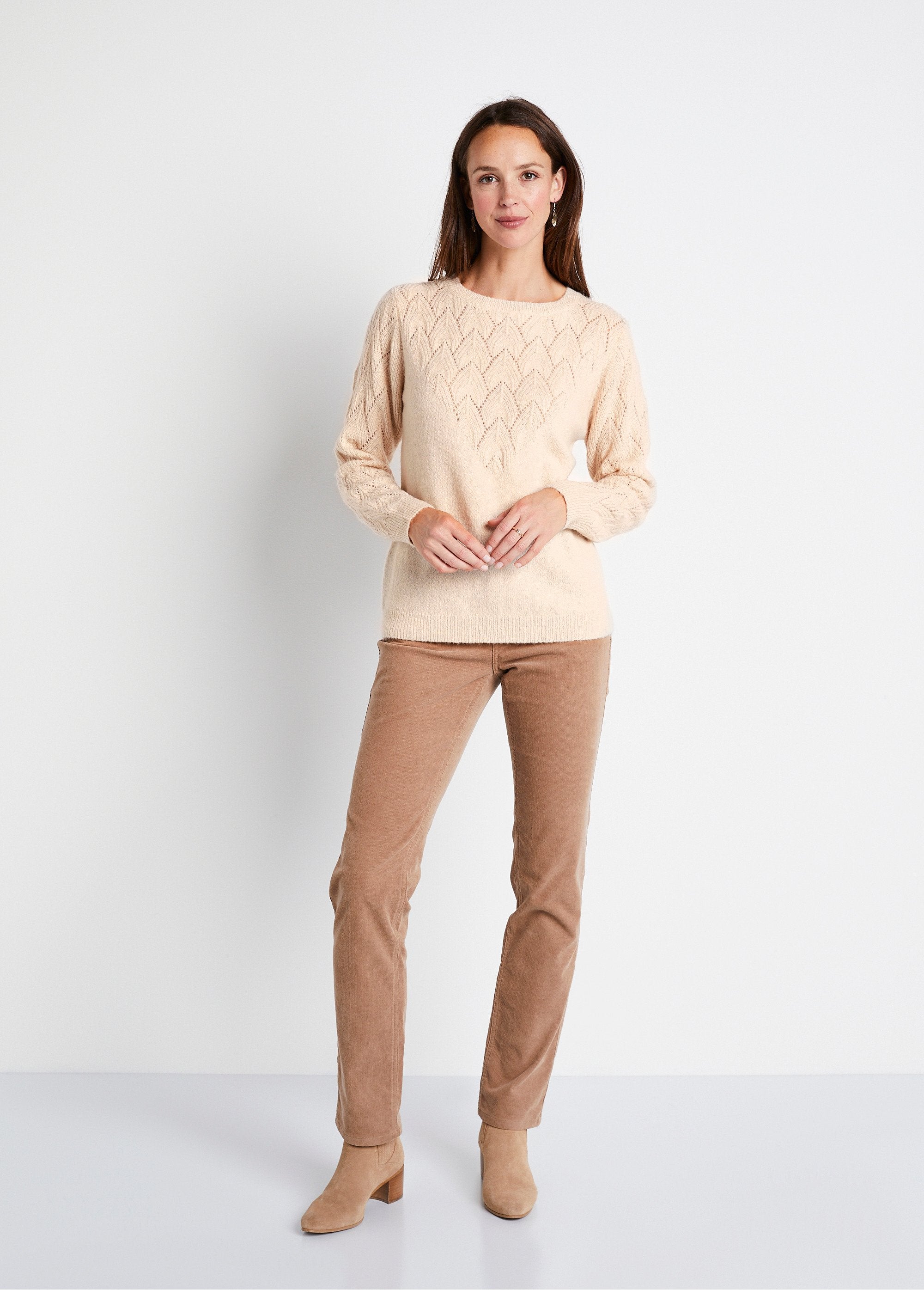 Jersey_punto_fantasía_cuello_redondo_liso_suave_Beige_SF1_slim