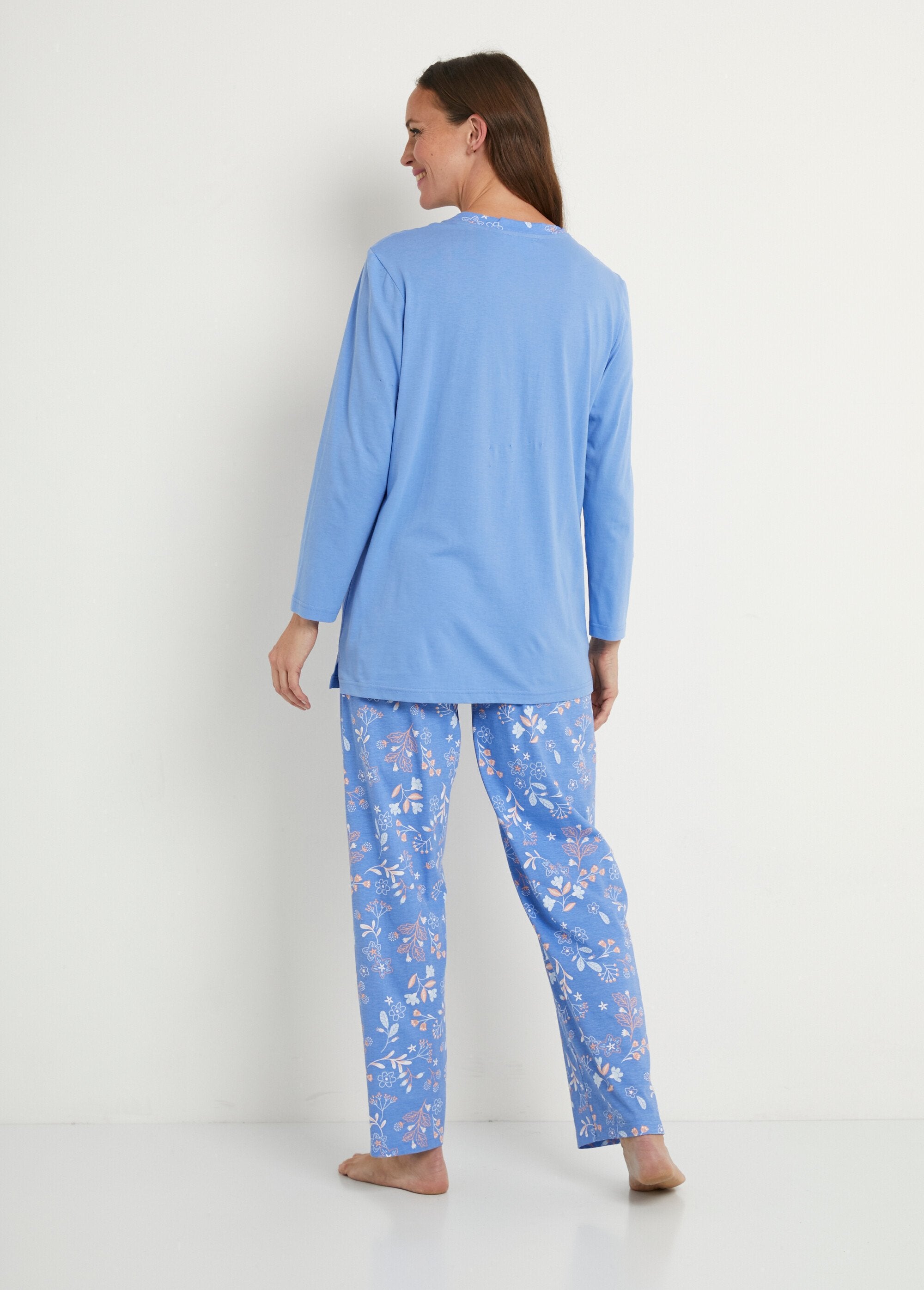 Pijama_de_manga_larga_de_algodón_floral_liso_Imprime_bleu_et_rose_DO1_slim