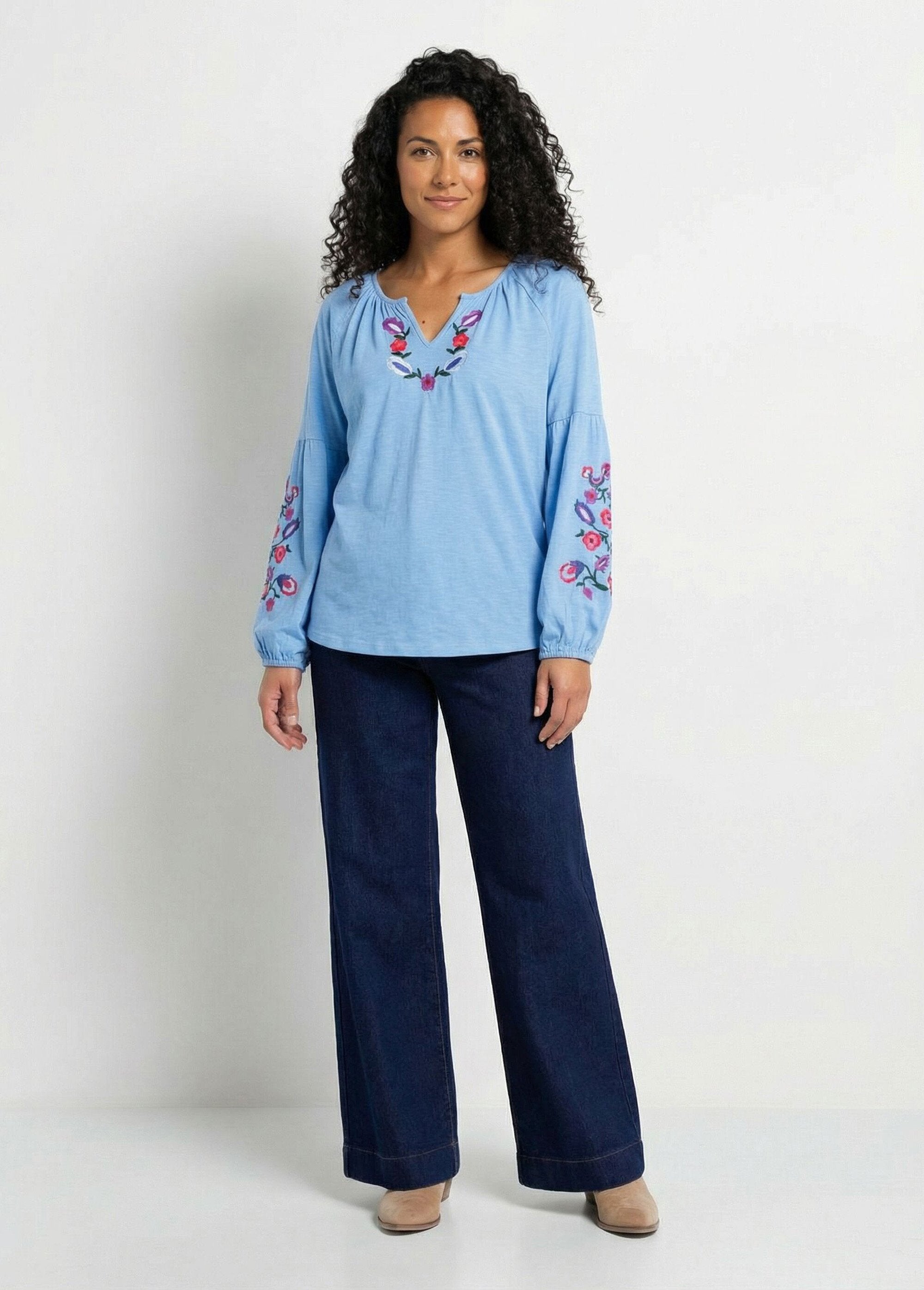 T-shirt_long_brodé_manches_longues_Bleu_jean_SF1_slim