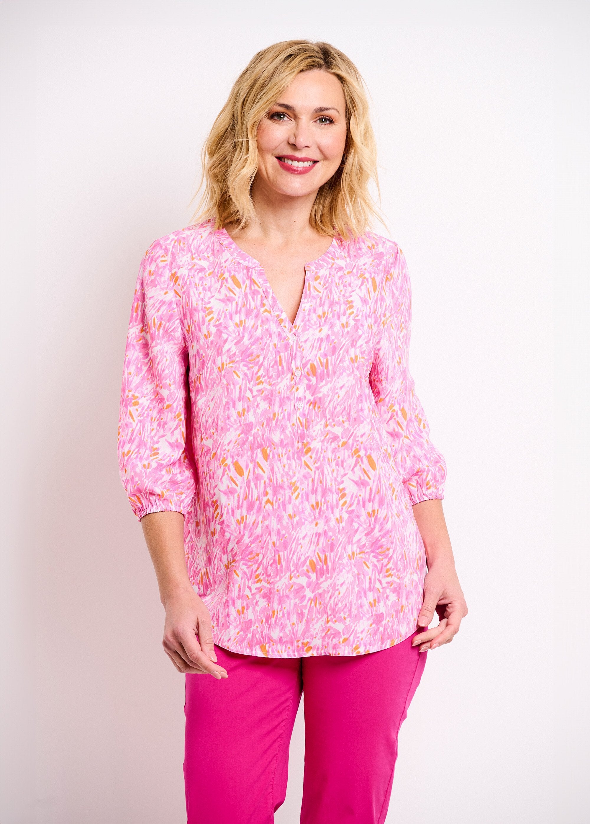 Túnica_larga_holgada_estampada_con_mangas_3/4_Estampado_rosa_FA1_slim