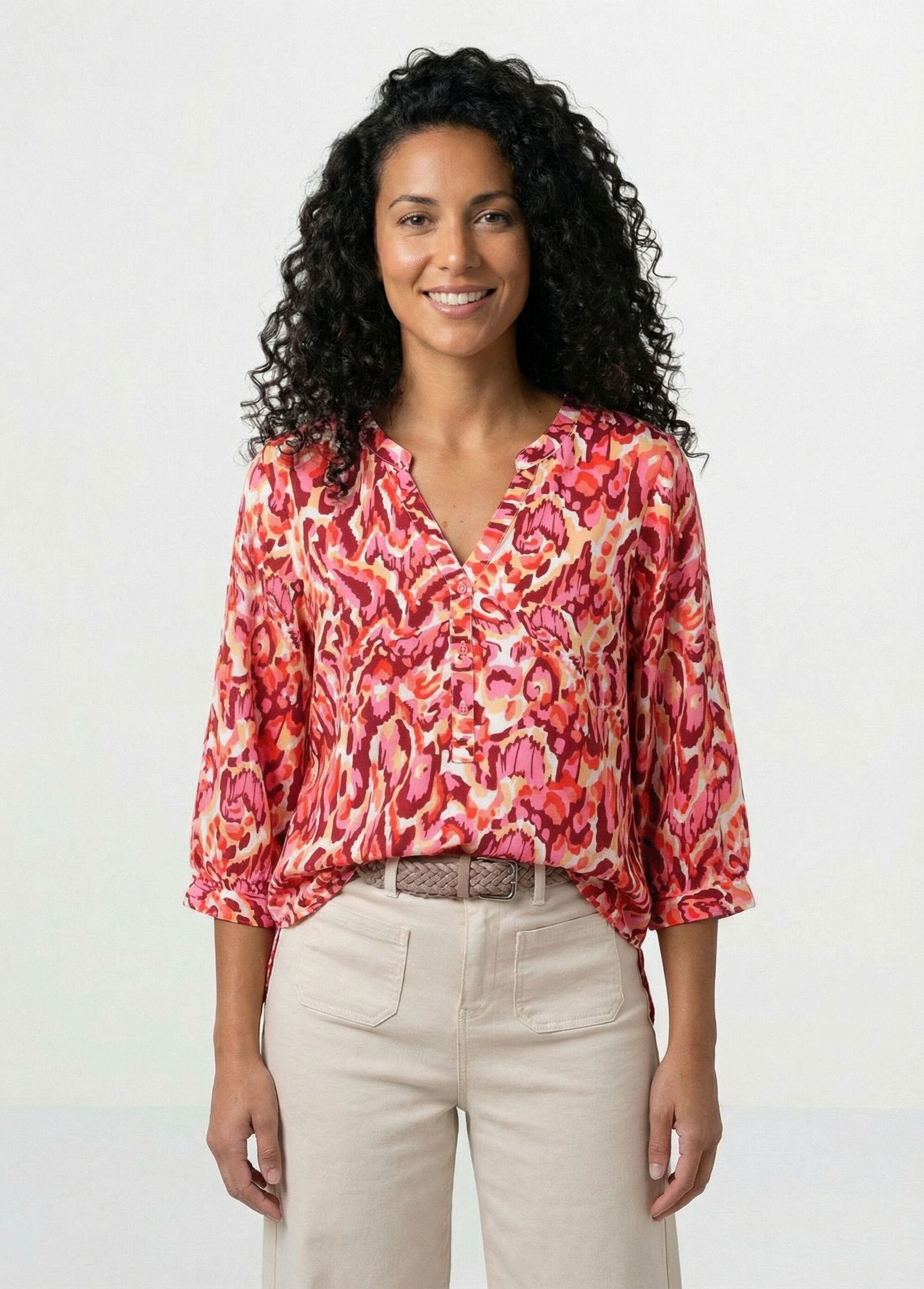 Tunique_ample_longue_imprimée_manches_3/4_Imprime_rose_FA1_slim