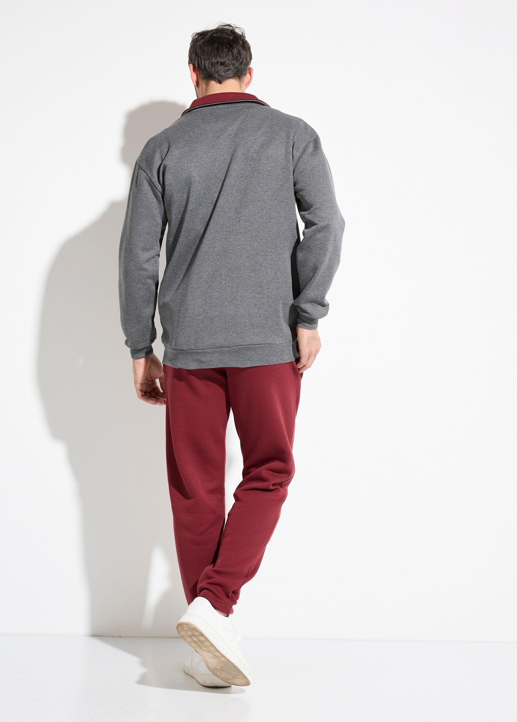 Chaqueta_de_estar_por_casa_de_polar_de_algodón_bicolor_con_cremallera_Antracita_y_burdeos_DO1_slim