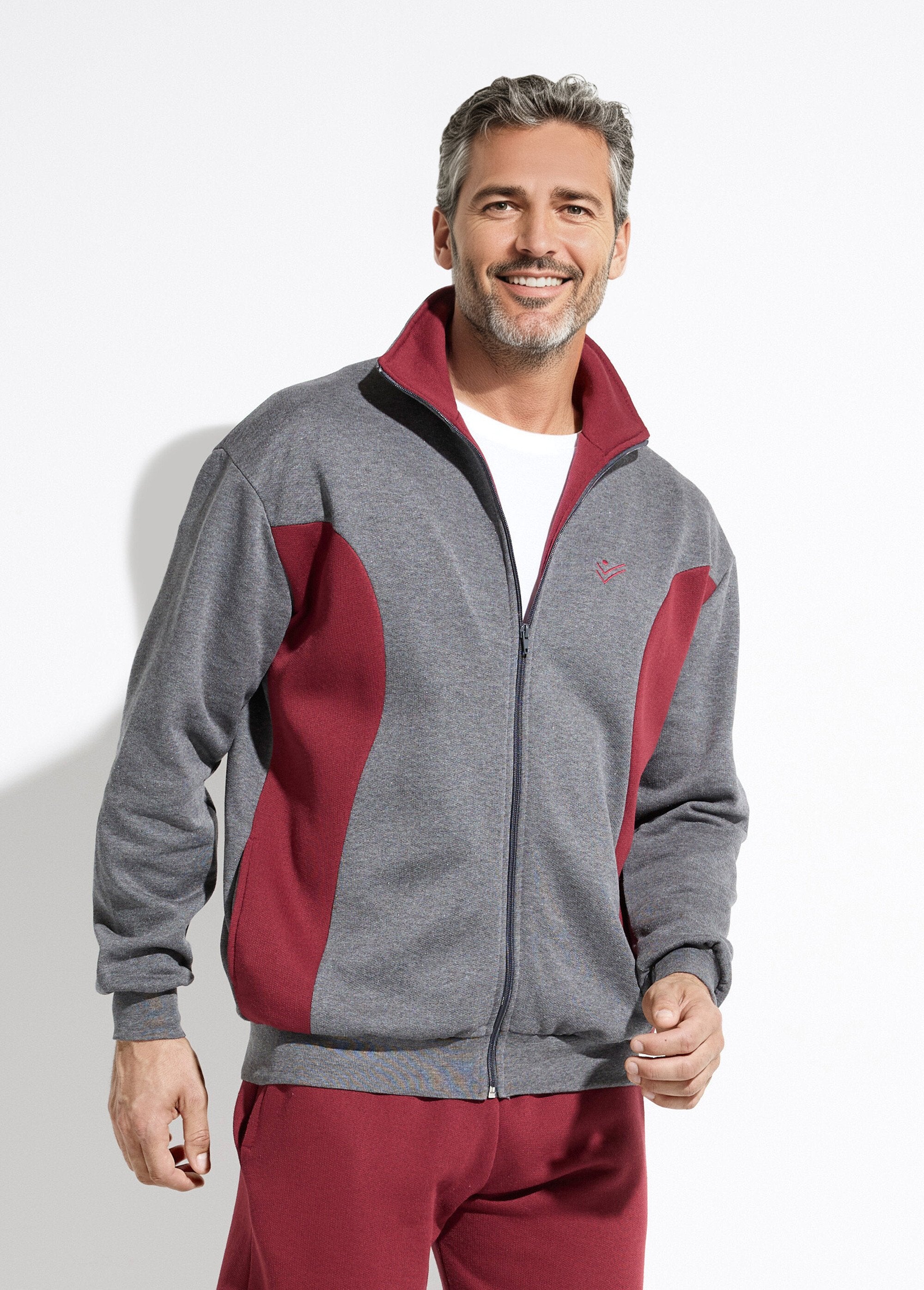 Chaqueta_de_estar_por_casa_de_polar_de_algodón_bicolor_con_cremallera_Antracita_y_burdeos_FA1_slim